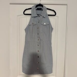 Lizard Thicket Anna Grace Sky Blue Denim Sleeveless Dress